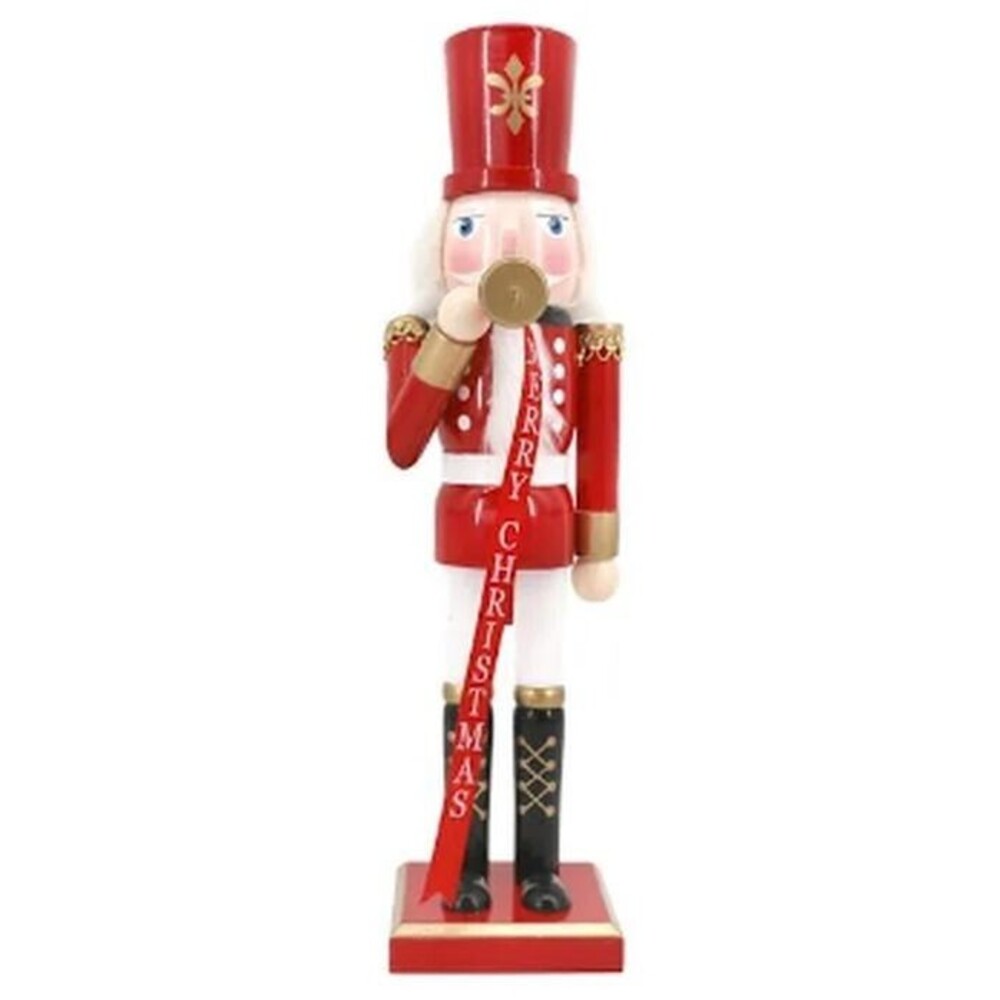 Wooden Christmas Nutcracker,15", WHITE MALE SOLDIER IN RED & WHITE W/TRUMPET,ATH